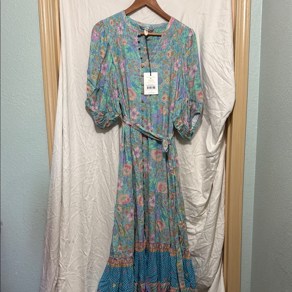 Spell Hibiscus Lane Button Through Gown-Lagoon